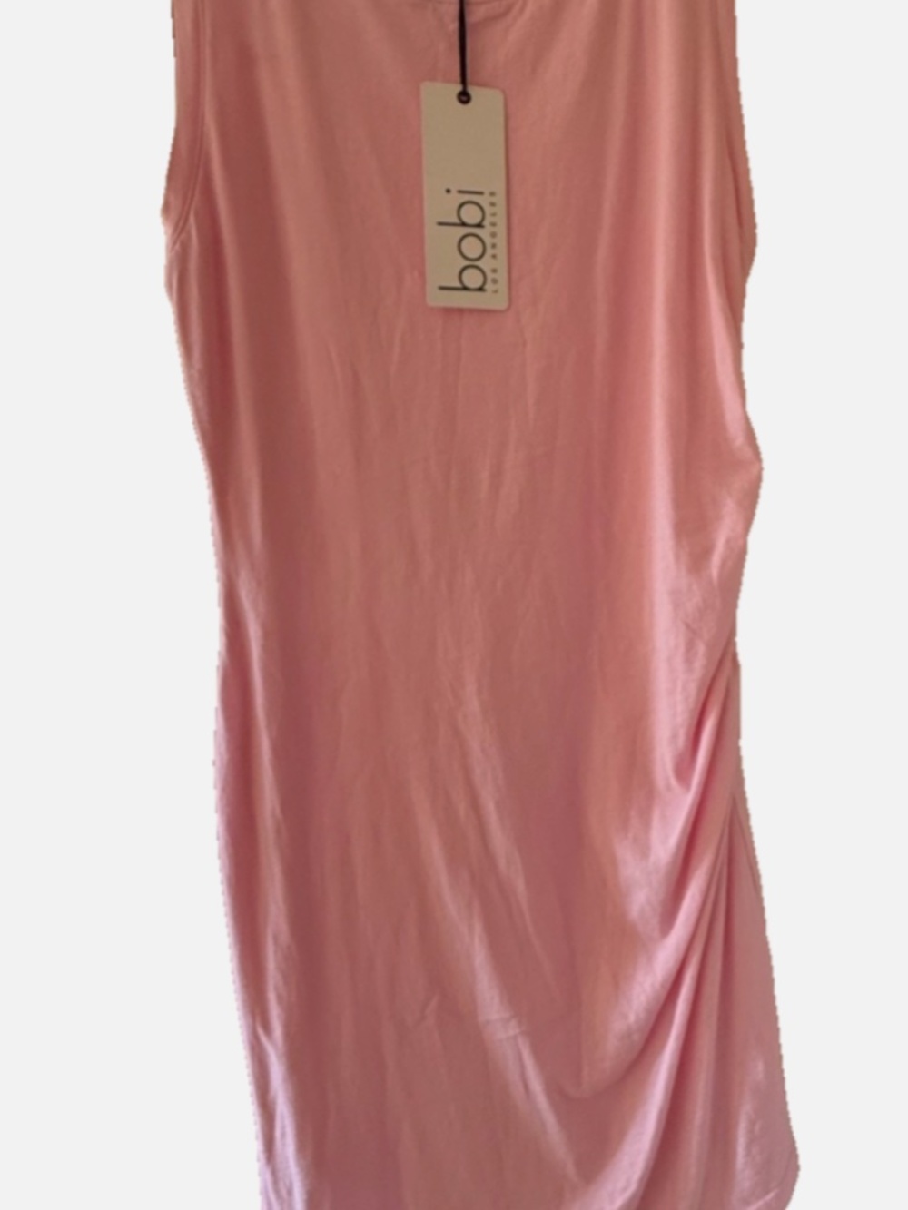 Bobi Los Angeles Pink Ruched Tank Dress Size L NWT